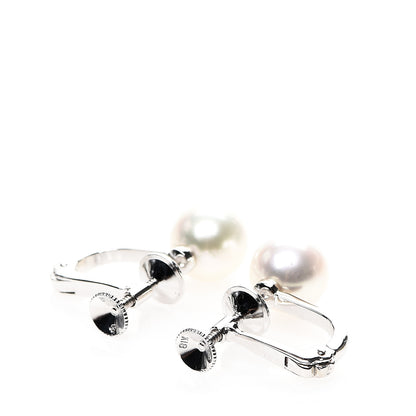 Mikimoto 18K White Gold Akoya Pearl 8.5mm Screw Back Earrings 3 of 4