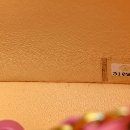 Chanel Lambskin Quilted Mini Rectangular Flap Pink Yellow 7 of 10