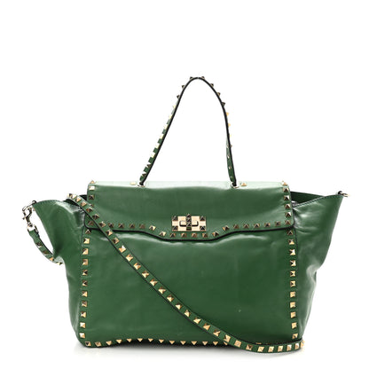 Valentino Garavani Vitello Rockstud Single Handle Flap Tote Pop Green 1 of 9