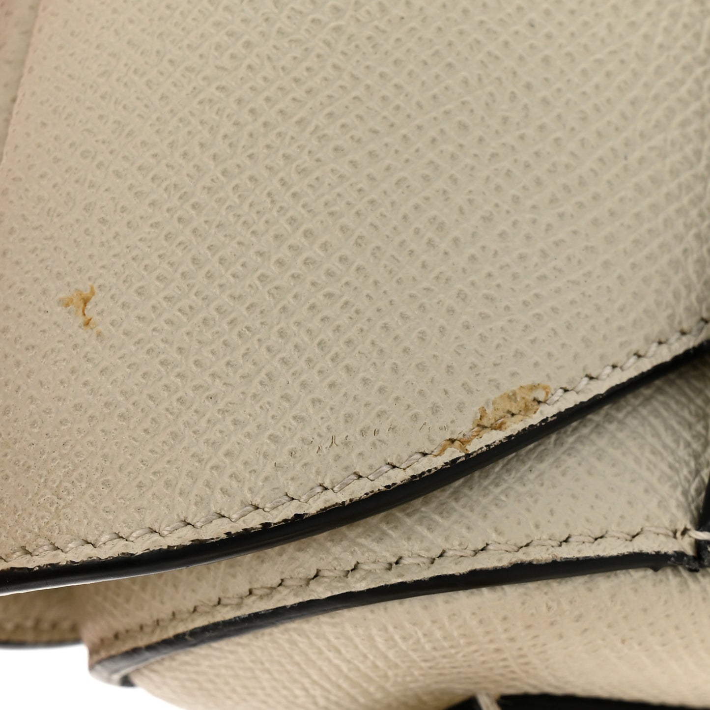 Grained Calfskin Saddle Bag White