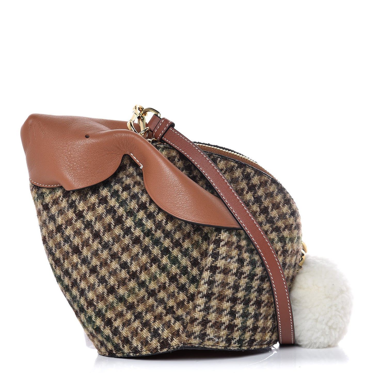 Tweed Mini Bunny Crossbody Bag Cypress Tan