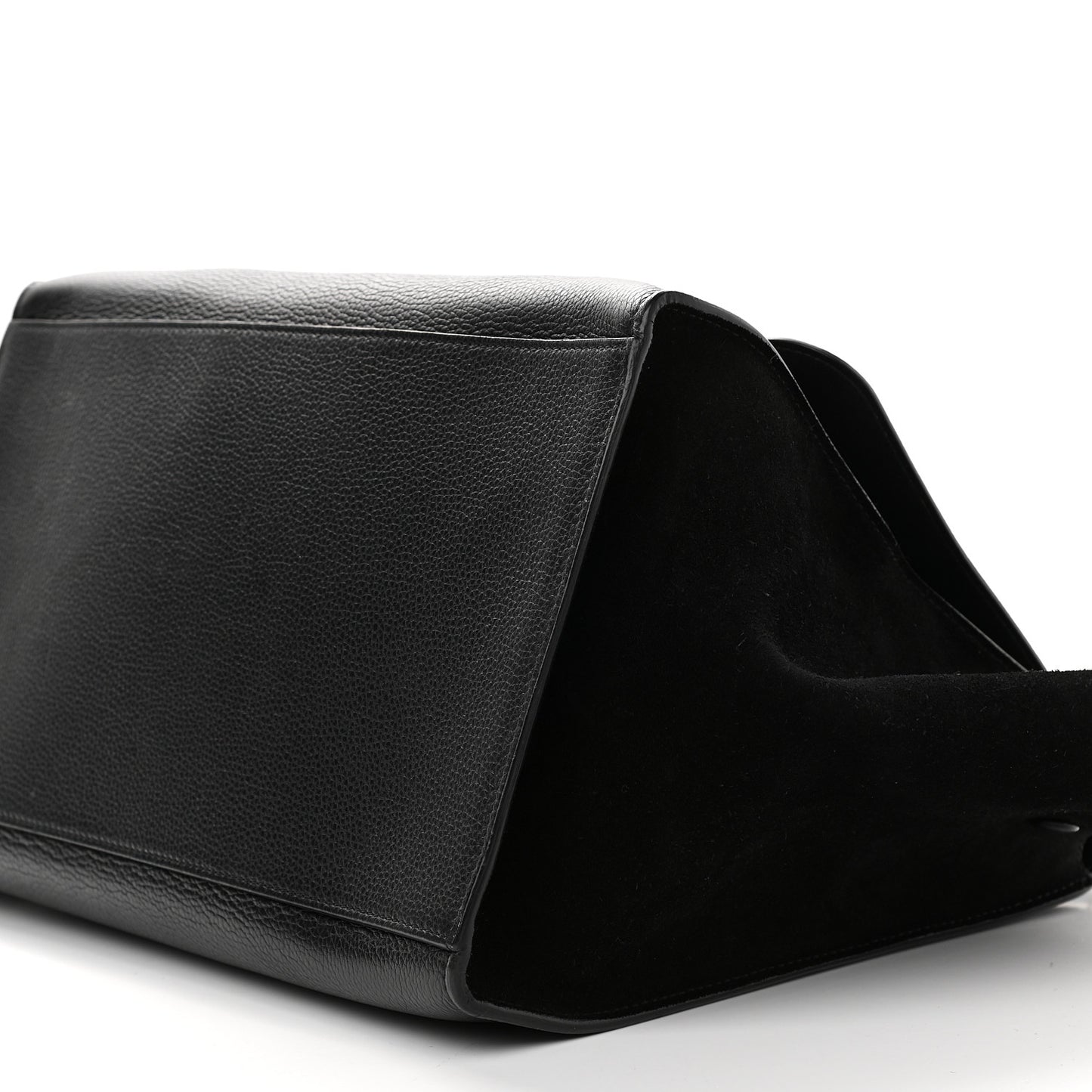 Drummed Calfskin Suede Medium Trapeze Black