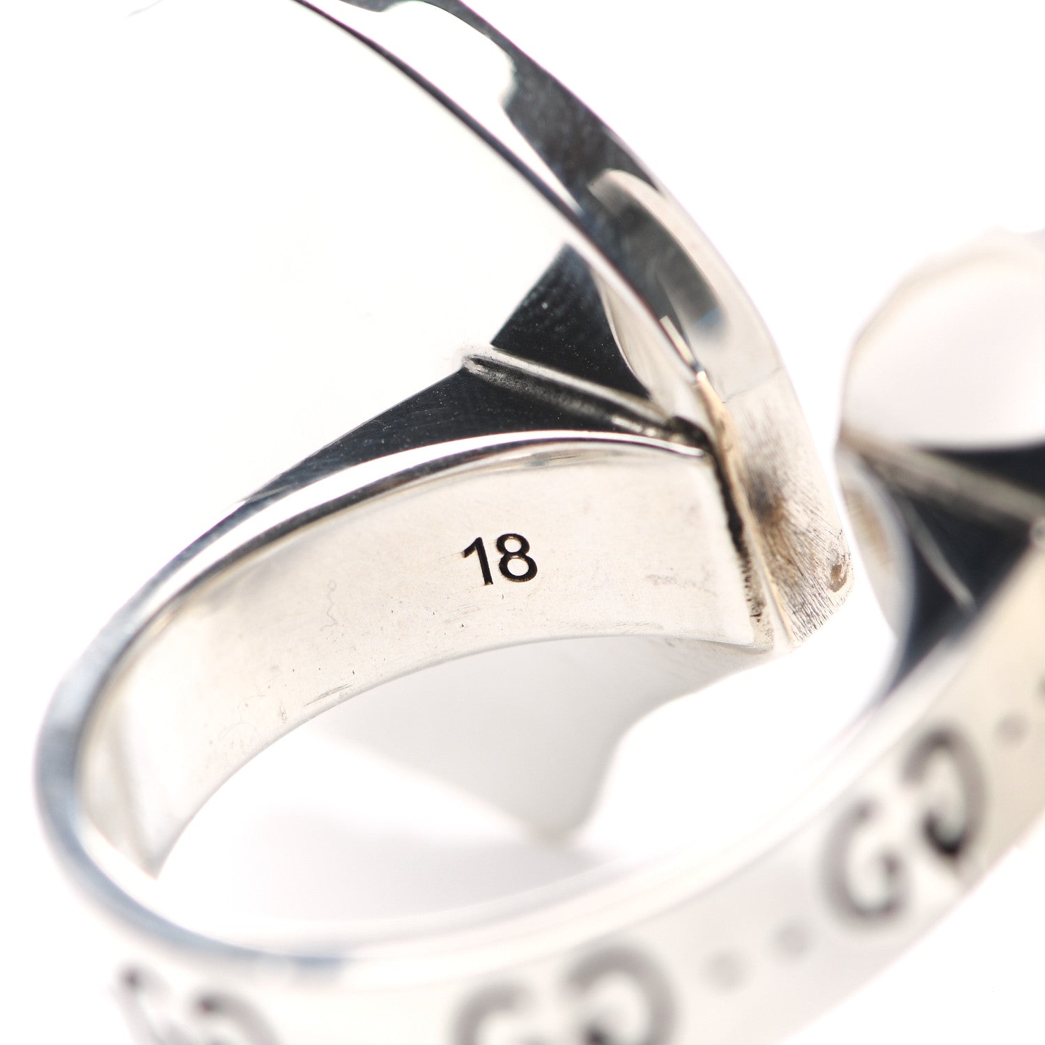 Gucci Sterling Silver GucciGhost Hamlet Skull Double Ring 58 8.25 5 of 7