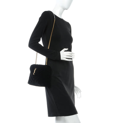 Saint Laurent Velvet Y Quilted Monogram Small Loulou Chain Satchel Black 2 of 9
