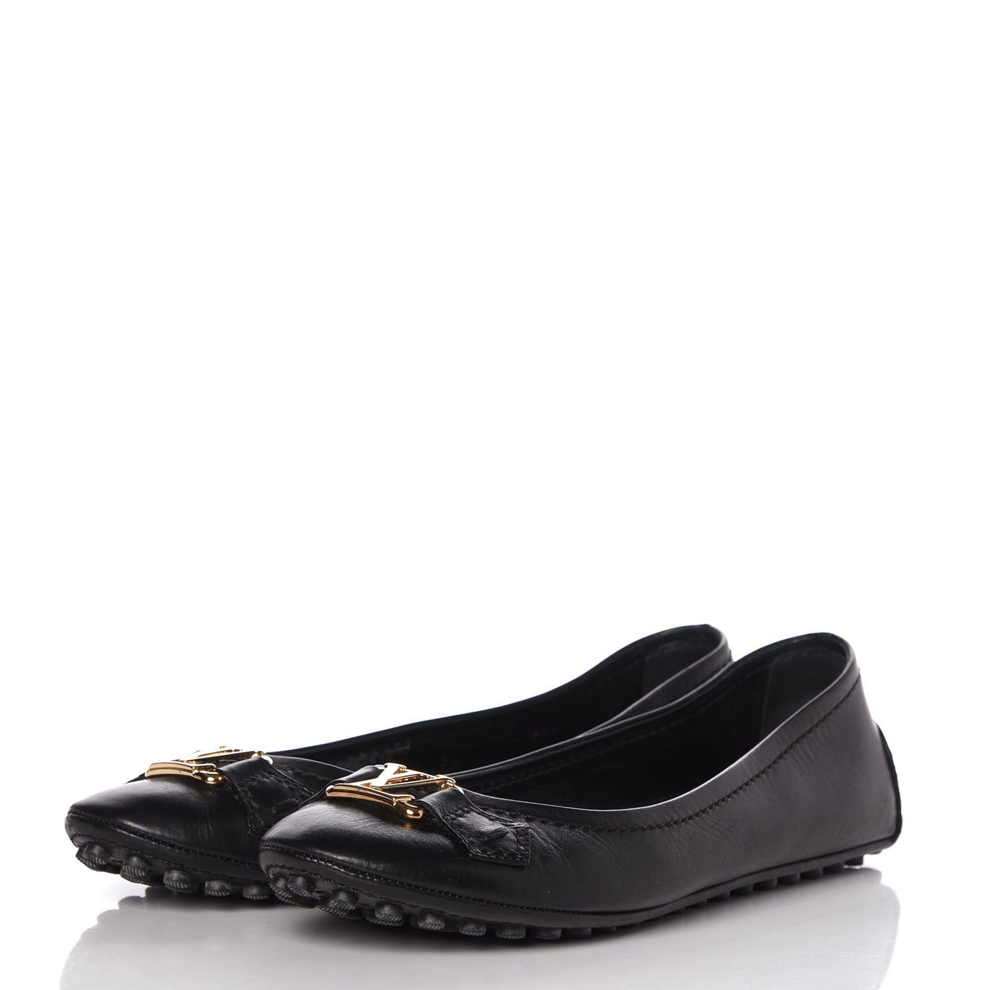 Calfskin Oxford Ballerina Flats 38 Black