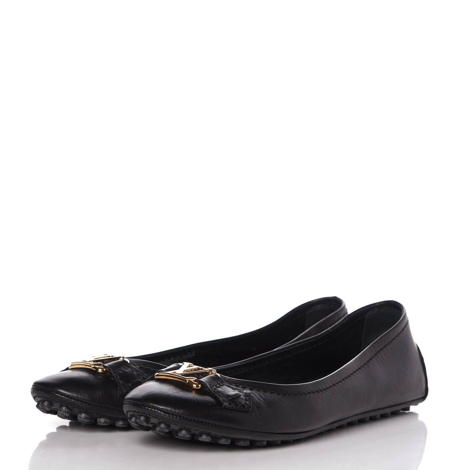 Louis Vuitton Calfskin Oxford Ballerina Flats 38 Black 3 of 10