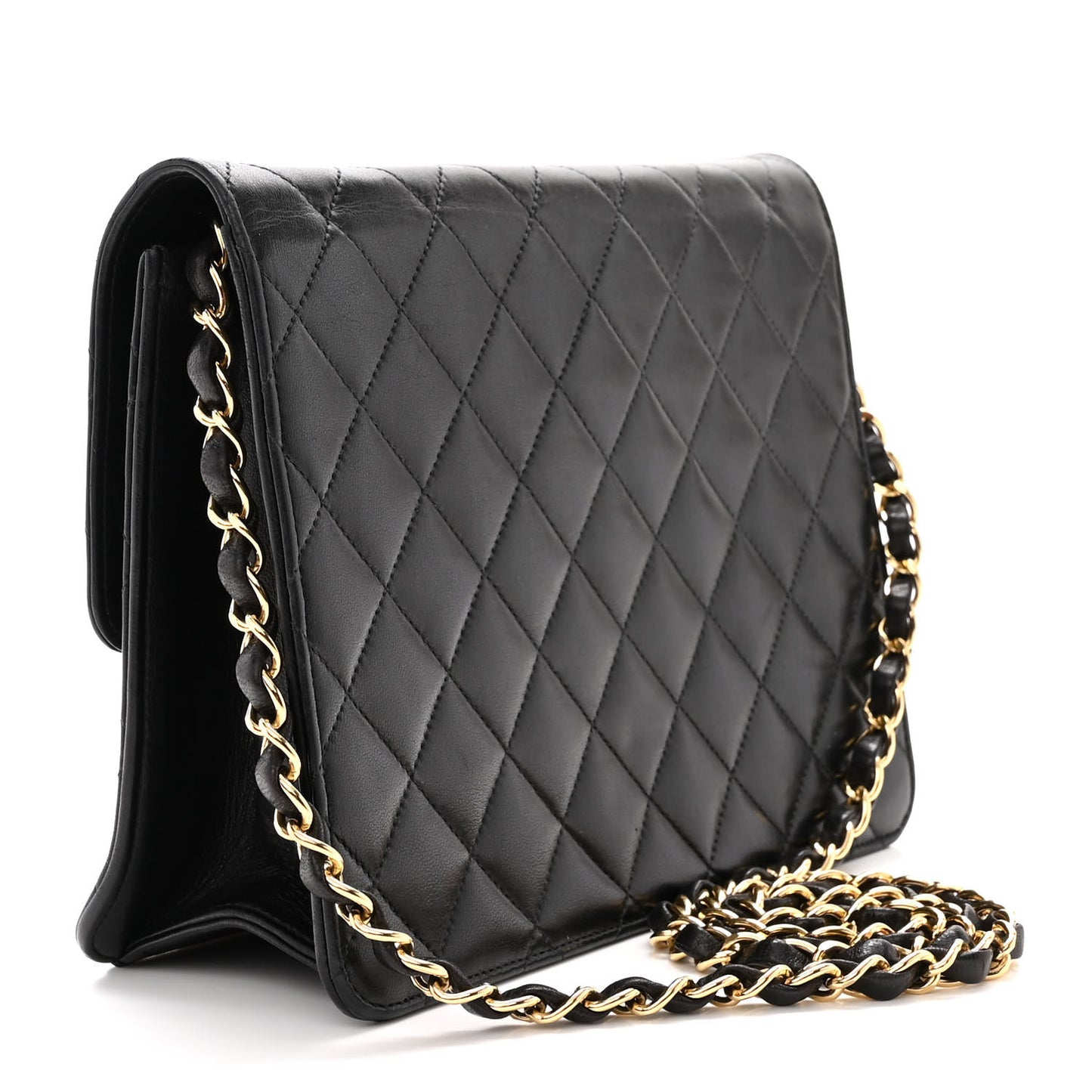 Lambskin Quilted Small Single Flap Bag Black