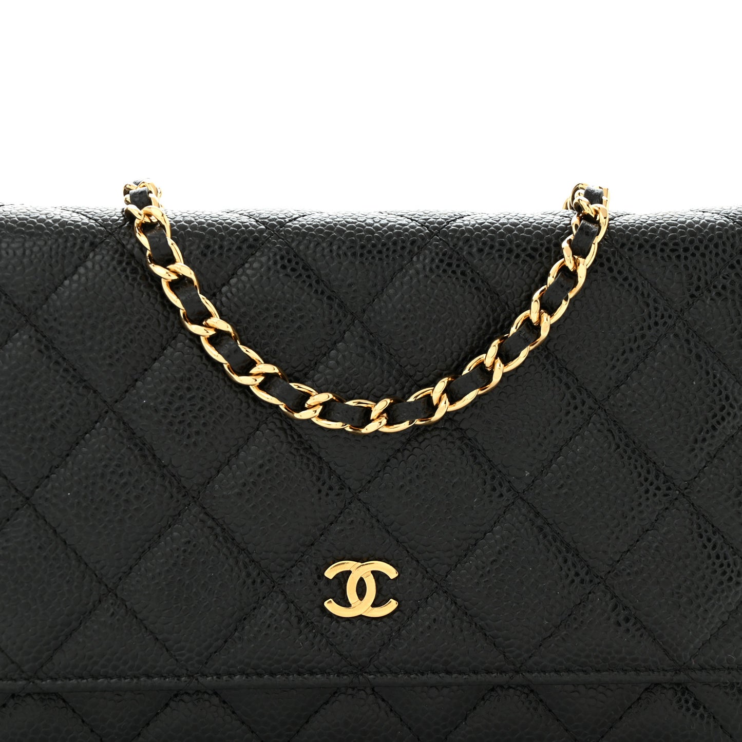 Caviar Quilted Wallet on Chain WOC Black