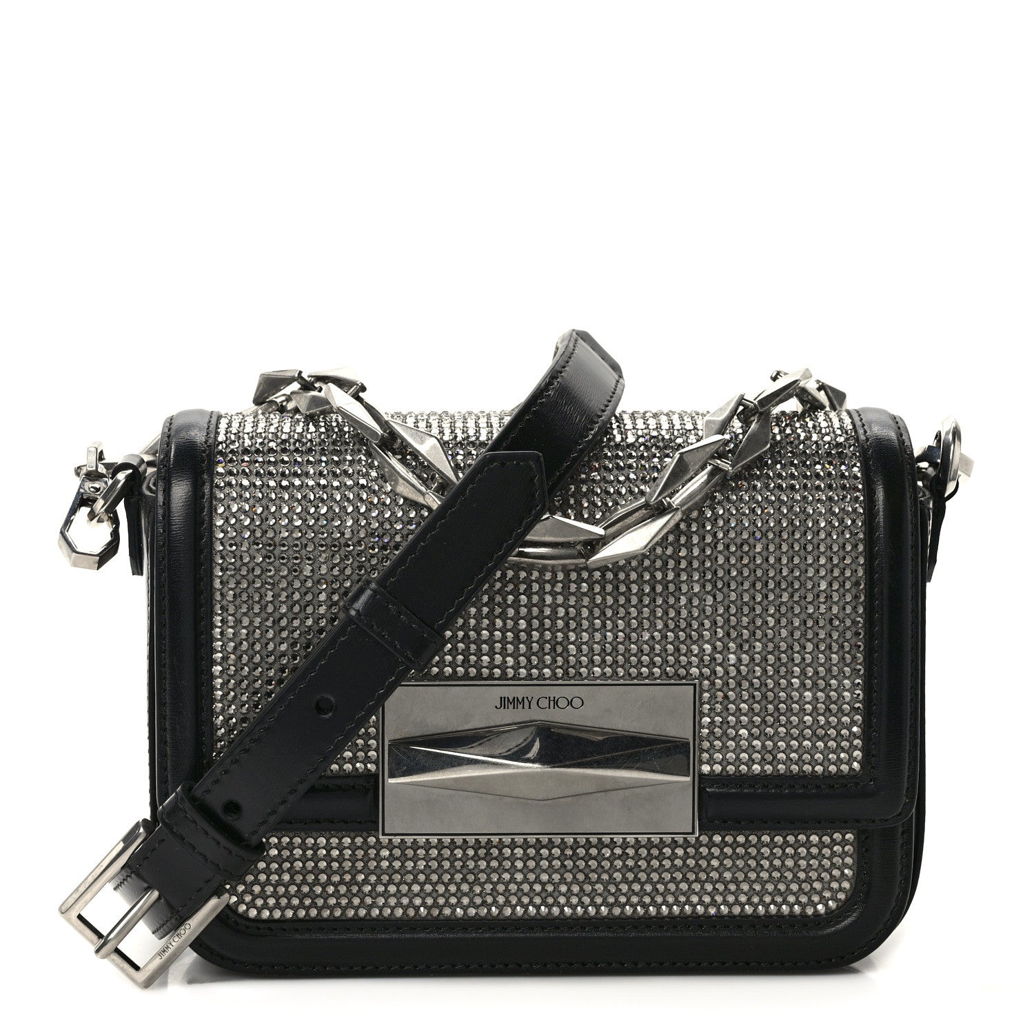 Jimmy Choo Calfskin Crystal Diamond Crossbody Black 1 of 11
