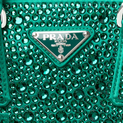 Prada Satin Crystal Mini Galleria Double Zip Tote Mango 8 of 10