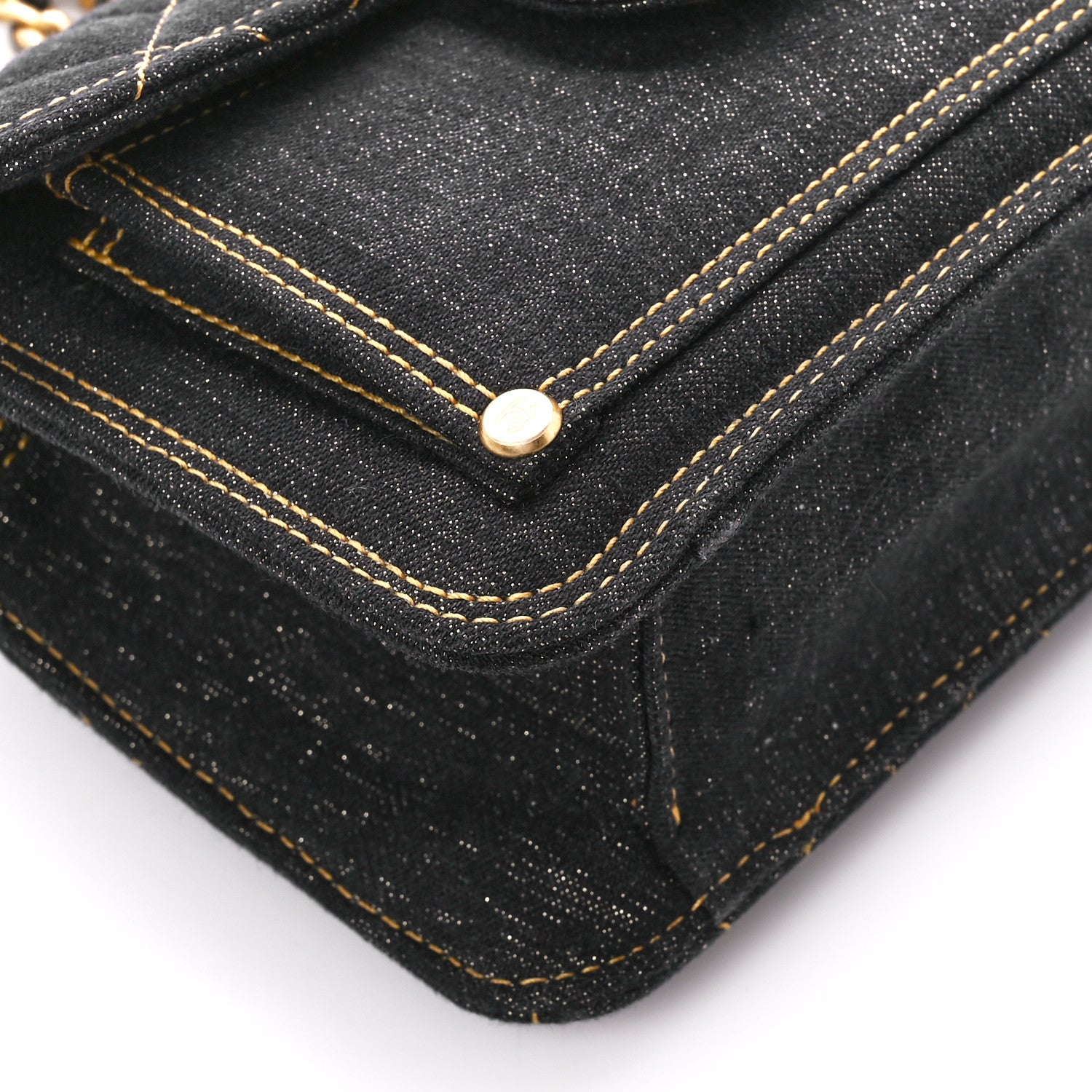 Chanel Denim Quilted Double You Mini Flap Black Golden 11 of 11