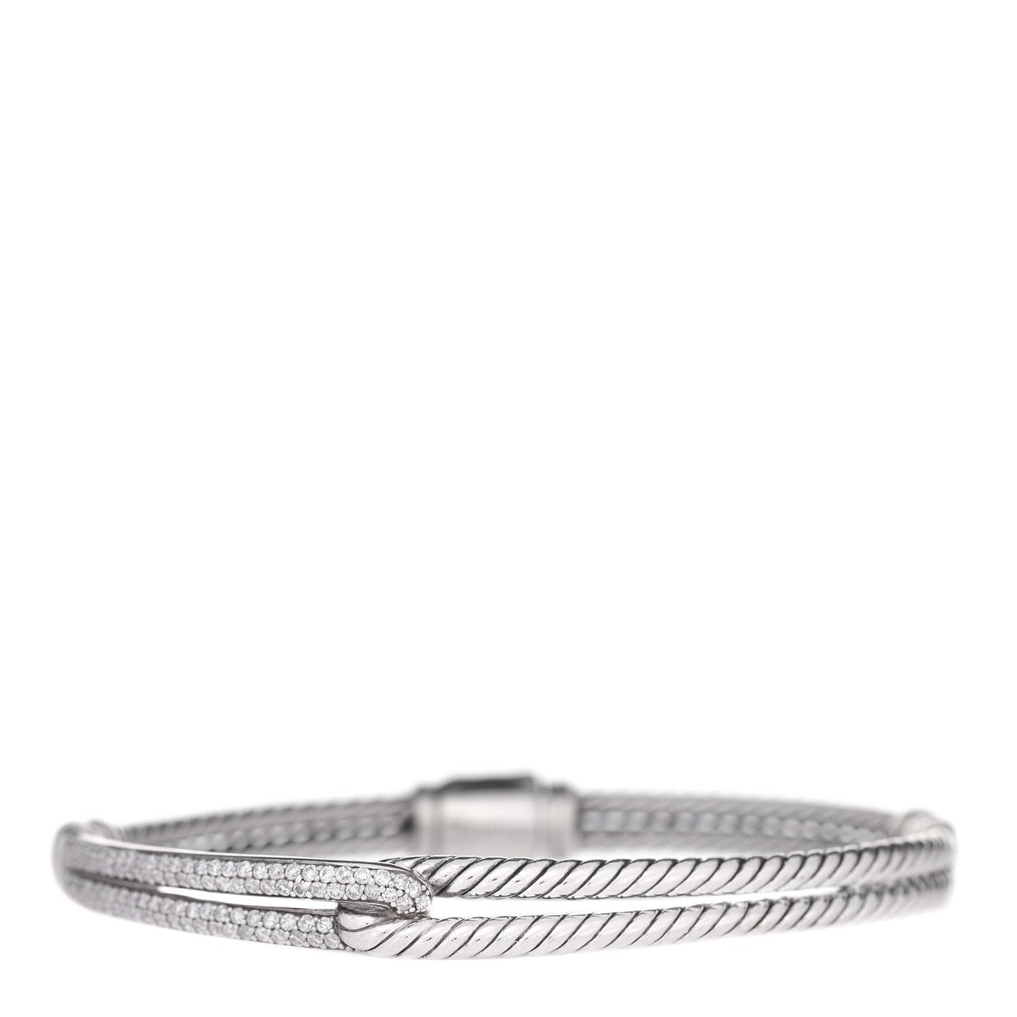 Sterling Silver Diamond 7mm Petite Pave Single Loop Labyrinth Bracelet