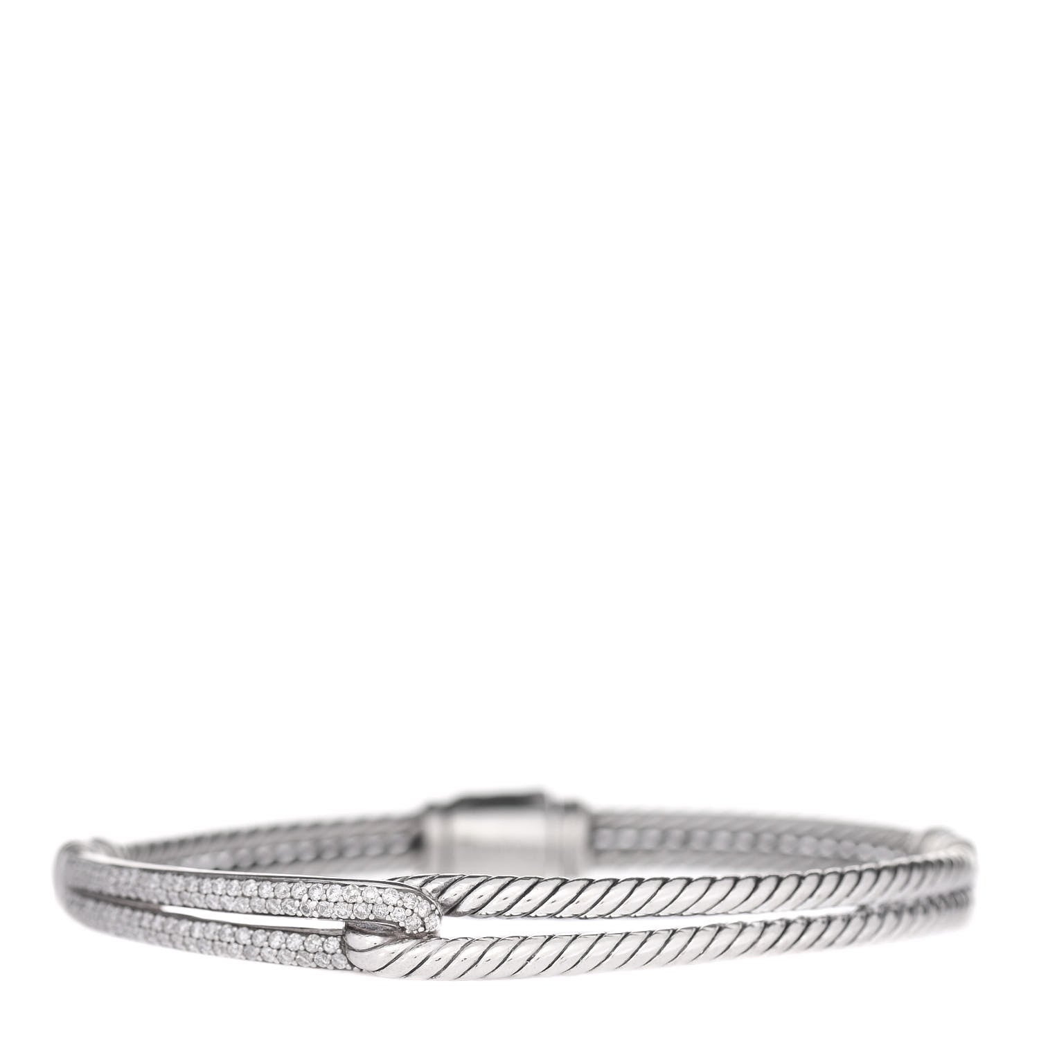 David Yurman Sterling Silver Diamond 7mm Petite Pave Single Loop Labyrinth Bracelet 1 of 4