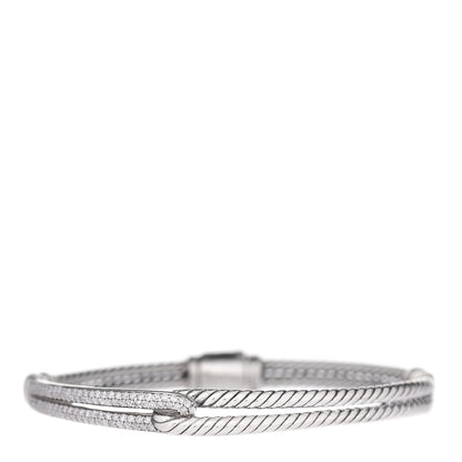 David Yurman Sterling Silver Diamond 7mm Petite Pave Single Loop Labyrinth Bracelet 1 of 4