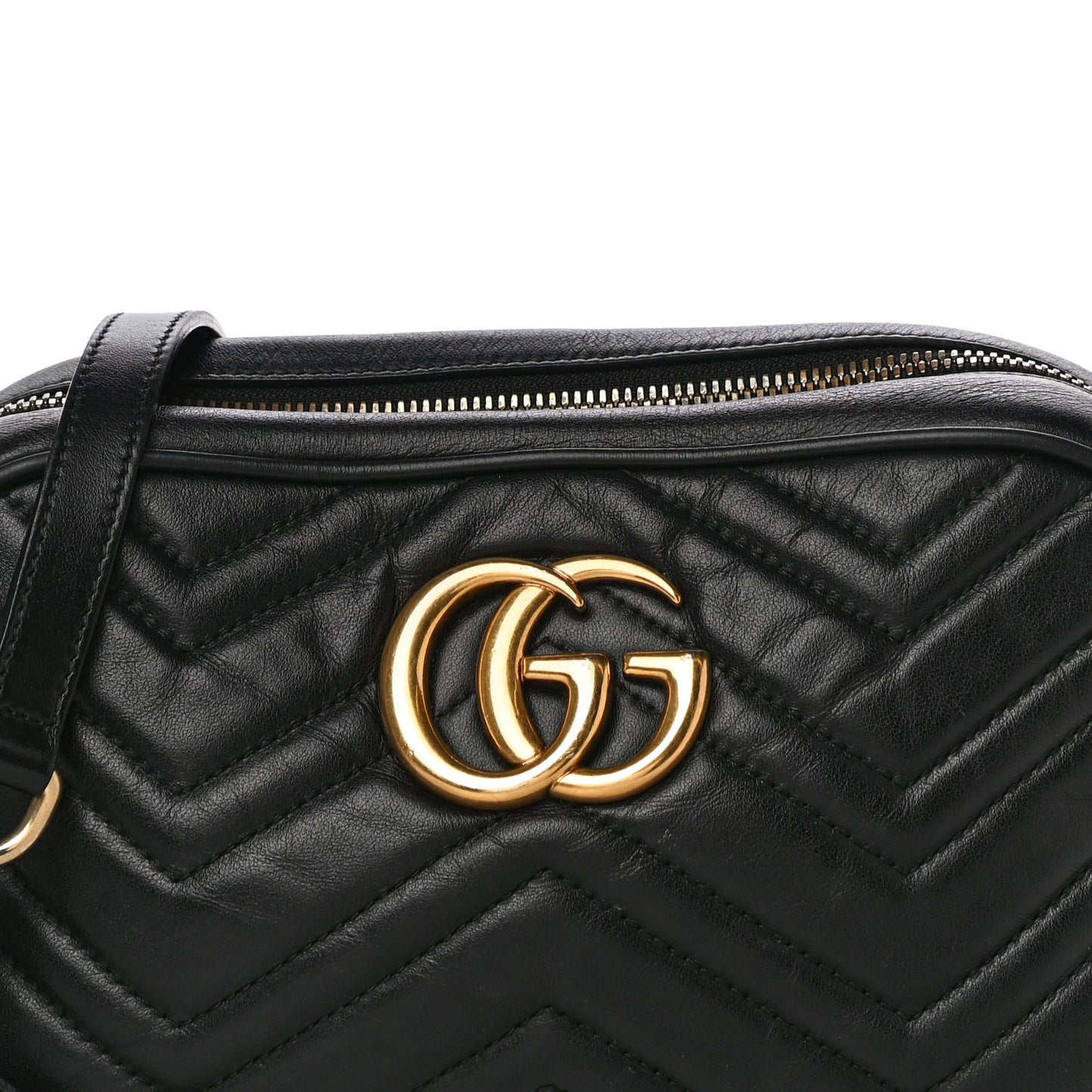 Calfskin Matelasse Small GG Marmont Chain Shoulder Bag Black