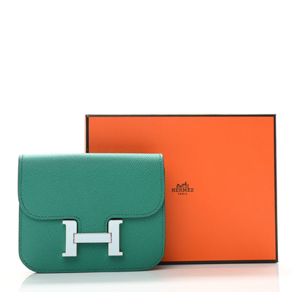 Hermes Epsom Enamel Constance Slim Wallet Vert Jade Bleu Brume 7 of 7