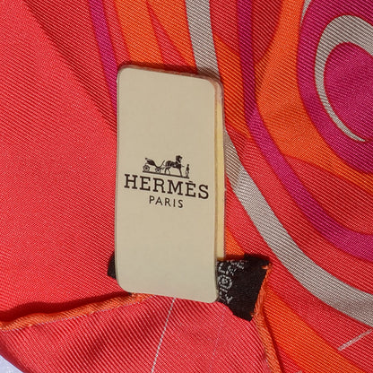Hermes Silk Comme Histoires Scarf 90 Rouge Prune Orange 5 of 5