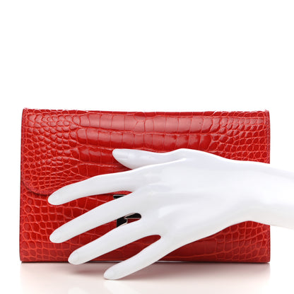 Hermes Shiny Alligator Constance Long Wallet Geranium 2 of 6