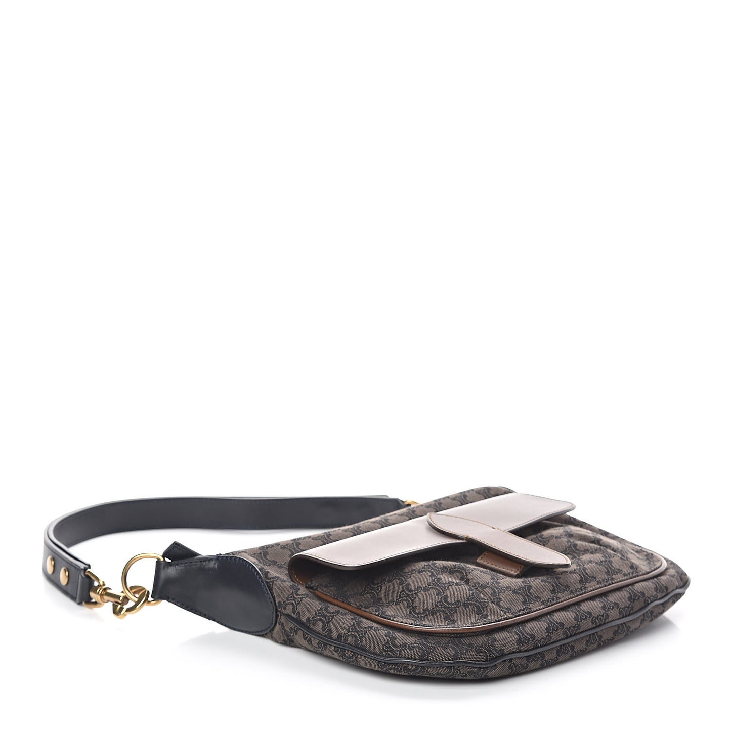 Smooth Calfskin Canvas Triomphe Shoulder Bag Tobacco