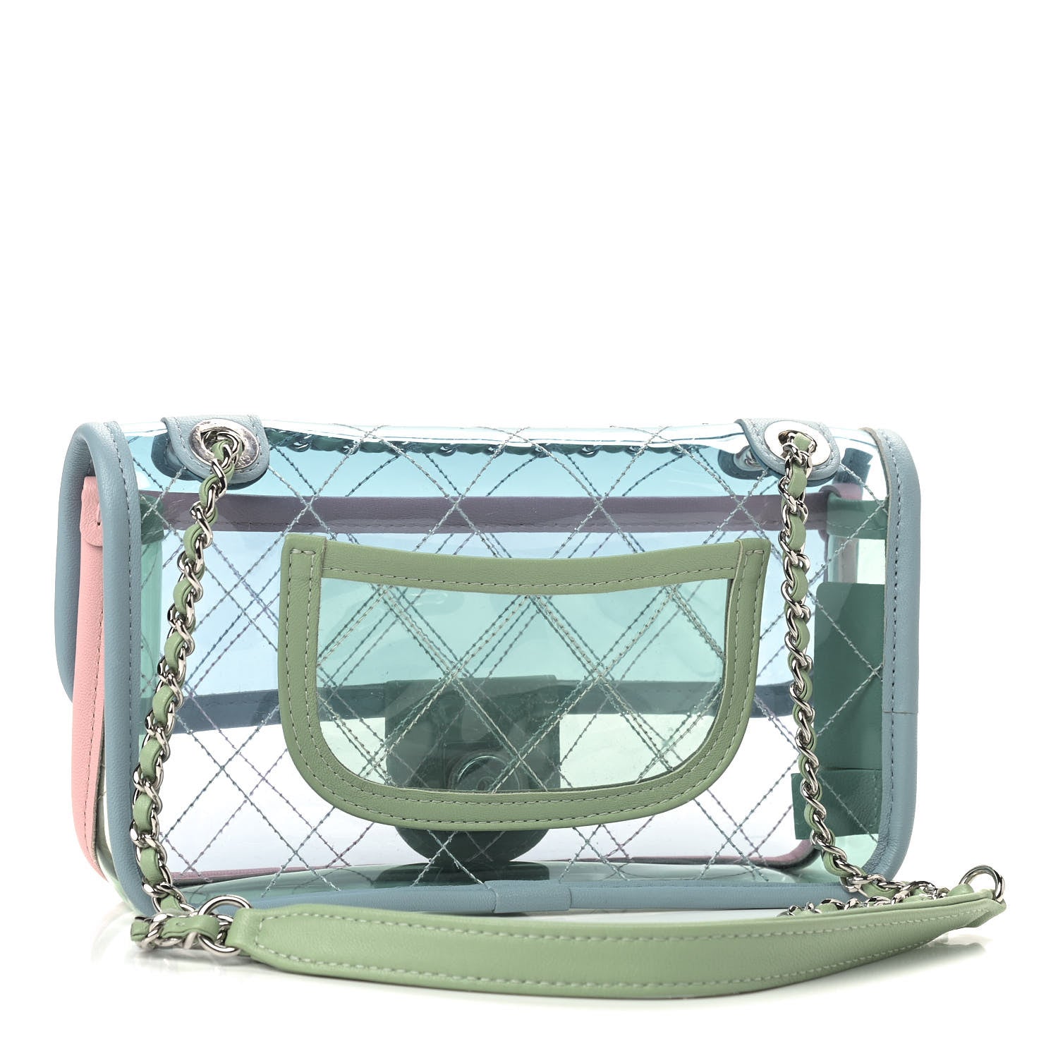 Chanel Lambskin PVC Quilted Mini Coco Splash Flap Blue Green 3 of 9