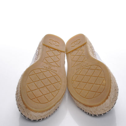 Chanel Grained Calfskin CC Espadrilles 39 White Black 5 of 10