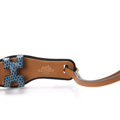Hermes Polished Niloticus Lizard Butler Calfskin Hunter Oran Nano Bag Charm Bleu Petrole Naturel 3 of 5