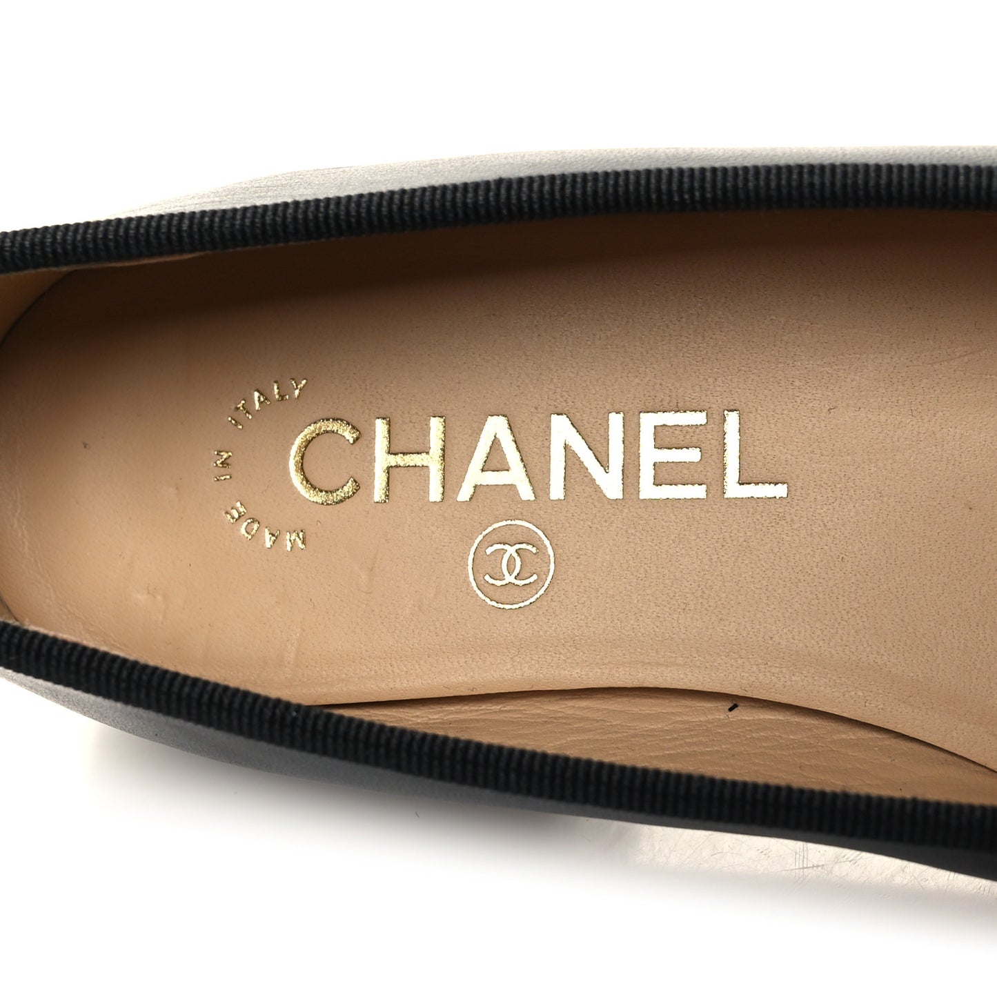 Lambskin Patent CC Cap Toe Ballerina Flats 36.5 Black