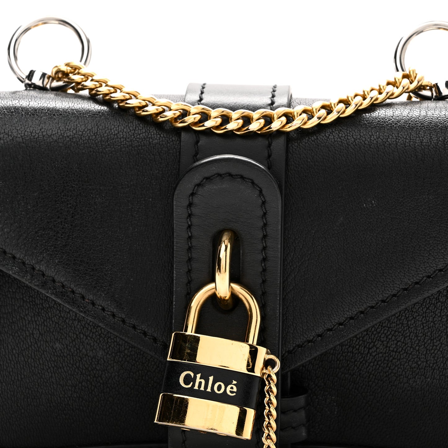 Goatskin Calfskin Mini Aby Chain Shoulder Bag Black
