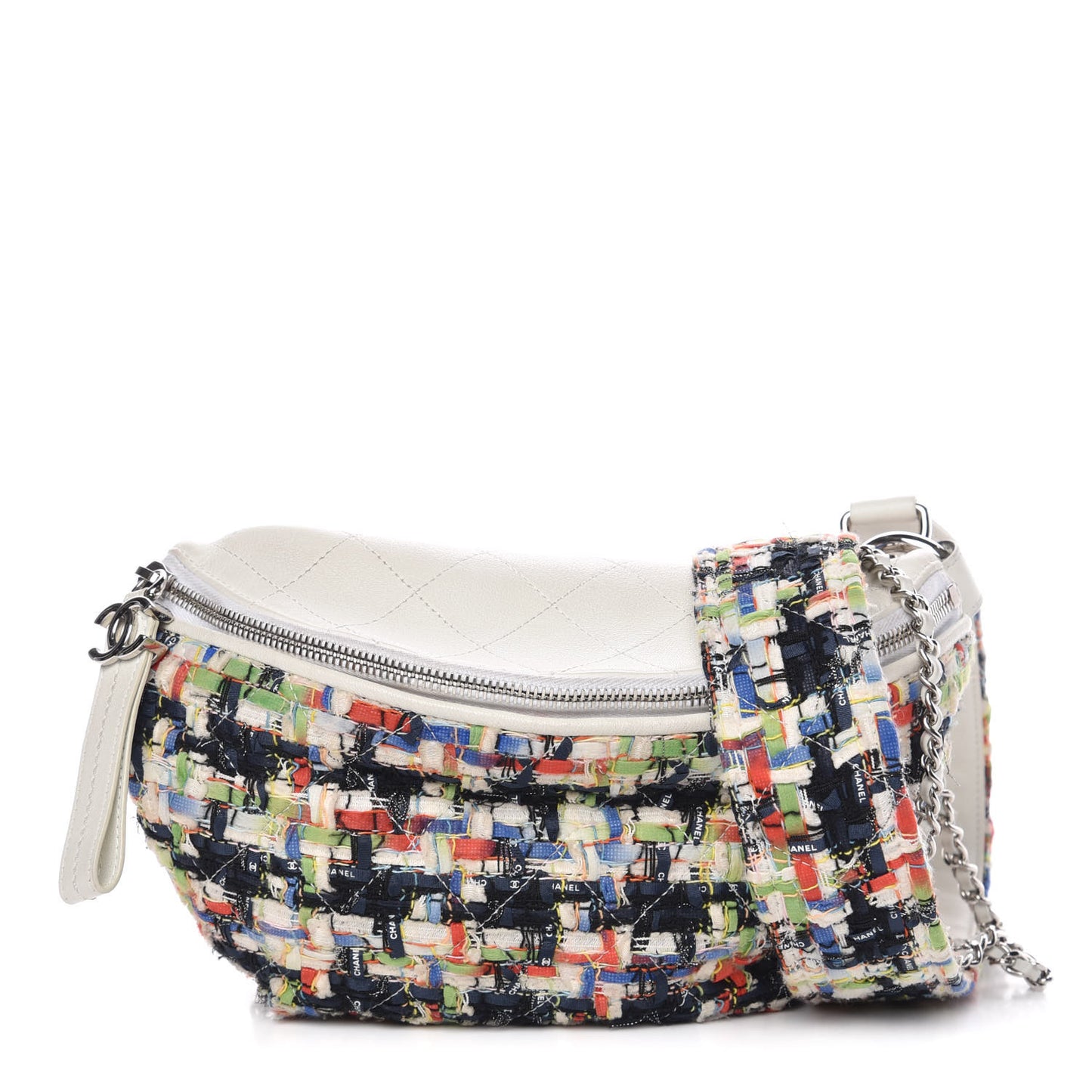 Lambskin Tweed Waist Bag Ecru Red Blue