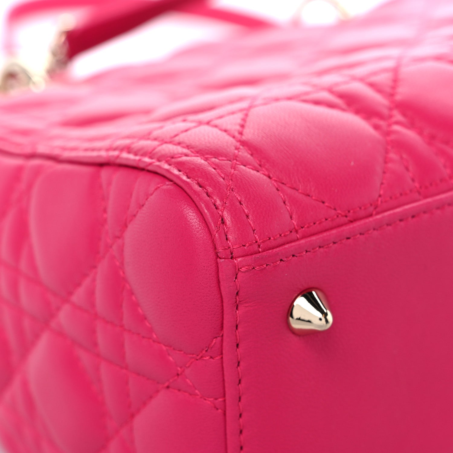 Christian Dior Lambskin Cannage Medium Lady Dior Fuchsia 9 of 10