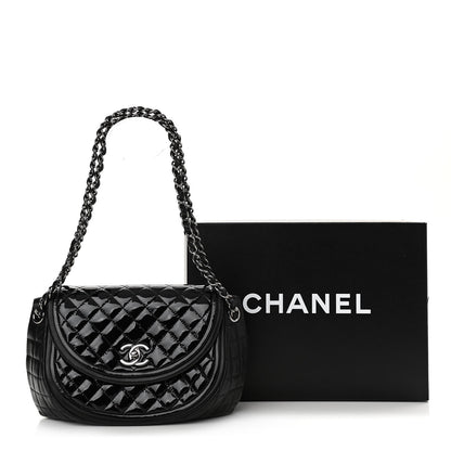 Chanel Lambskin Patent Classic Twist Crescent Flap Bag Black 12 of 12