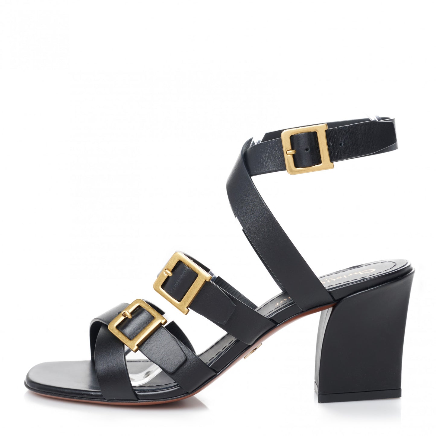 Calfskin Double D 70mm Sandals 38 Black