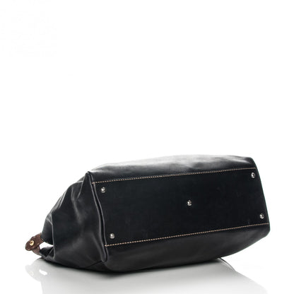 Fendi Vitello Saddle Cuoio Romano Selleria Large Peekaboo Iconic Satchel Black 4 of 8