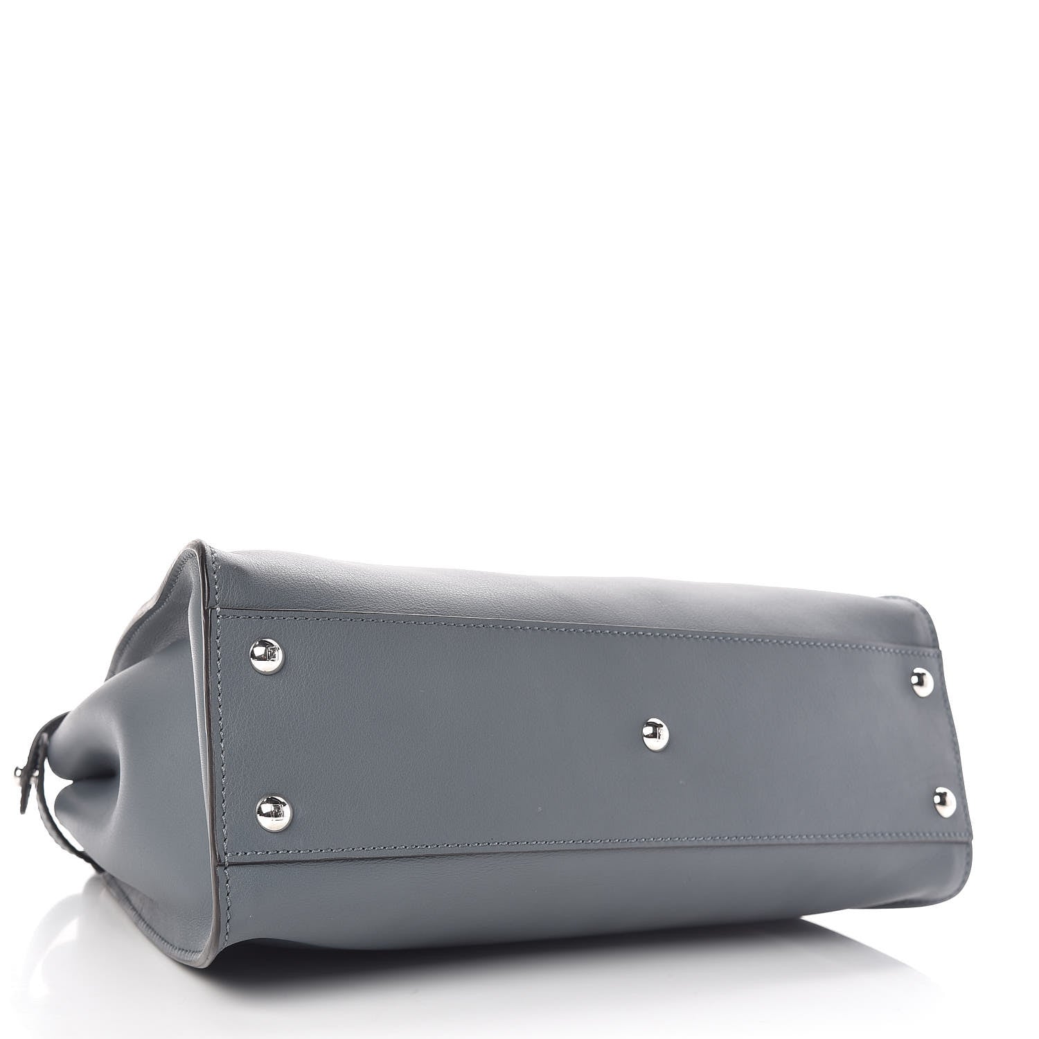 Fendi Vitello Seta Shiny Nappa Medium Peekaboo Iconic Satchel Tempesta Grigio Perla 4 of 11