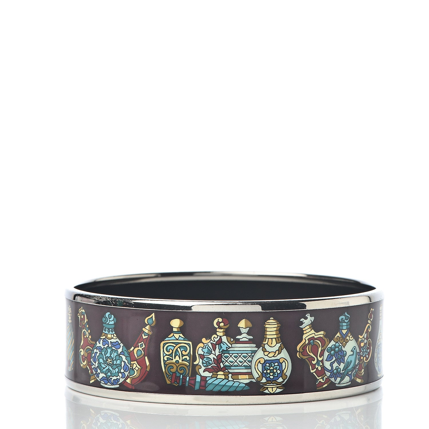 Hermes Enamel Printed Wide Qu' Importe Le Falcon Bracelet 65 3 of 5
