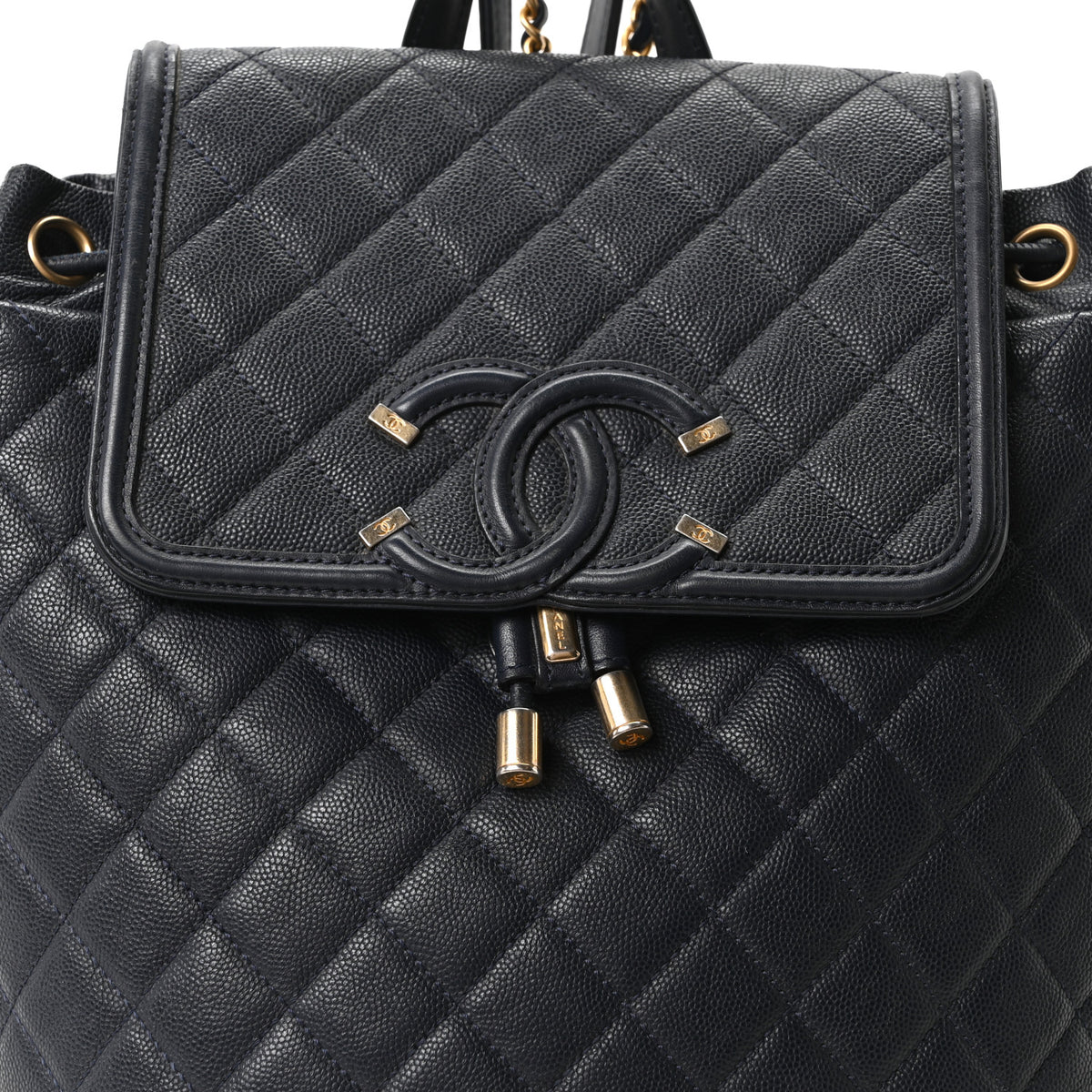 Caviar Quilted Small Filigree Backpack Navy