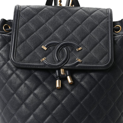 Chanel Caviar Quilted Small Filigree Backpack Navy 7 of 9