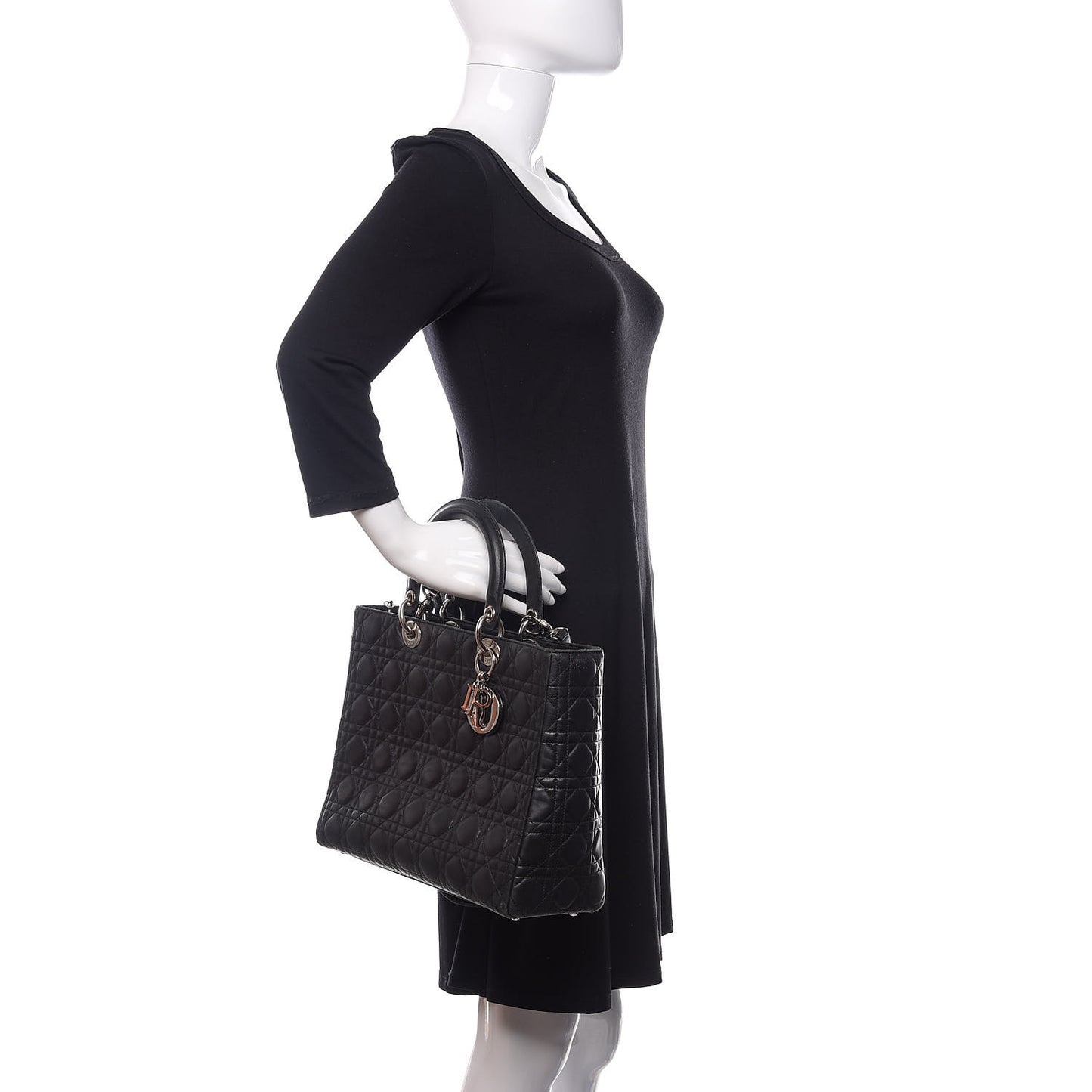 Lambskin Cannage Large Lady Dior Black