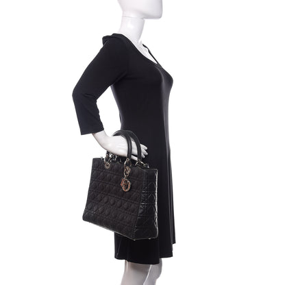 Christian Dior Lambskin Cannage Large Lady Dior Black 2 of 17