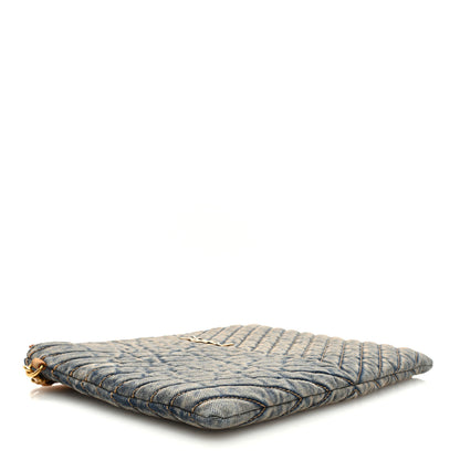 Saint Laurent Denim Matelasse Chevron Monogram A5 Wristlet Blue 4 of 6