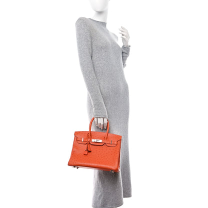 Hermes Ostrich Birkin 30 Orange 2 of 11