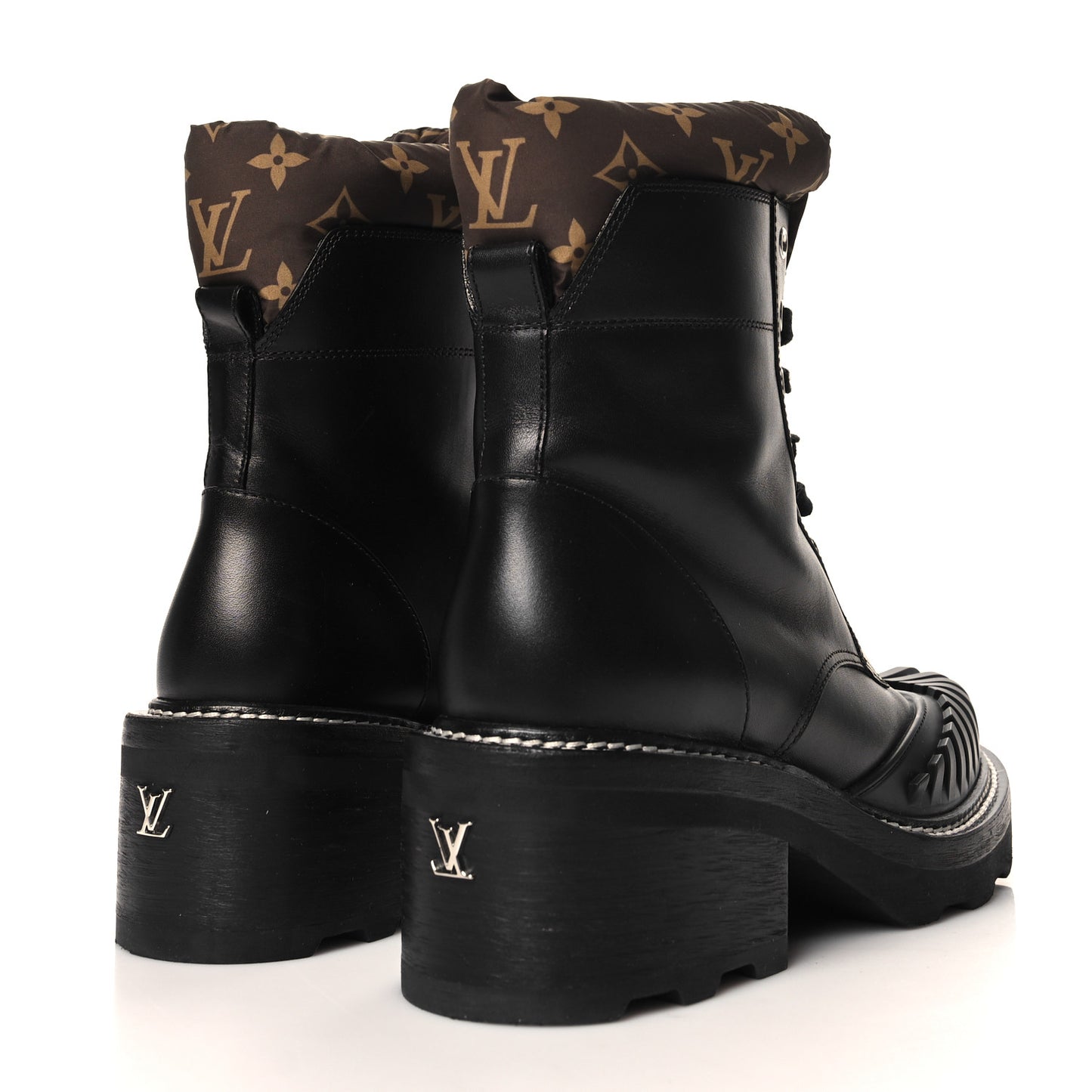 Calfskin Monogram Nylon LV Beaubourg Ankle Boots 40.5 Black