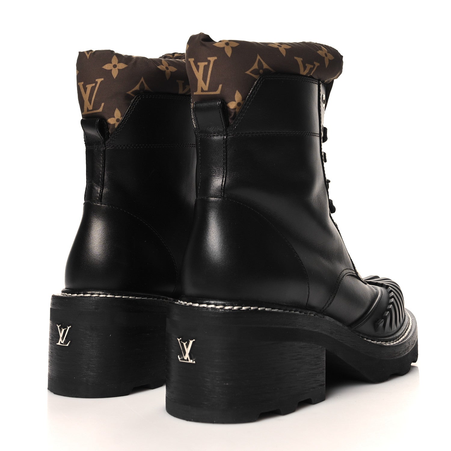 Louis Vuitton Calfskin Monogram Nylon LV Beaubourg Ankle Boots 40.5 Black 5 of 8
