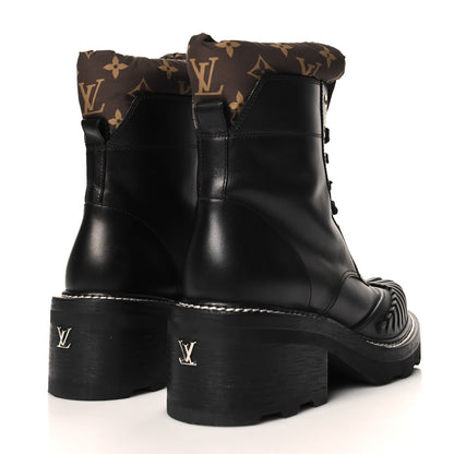 Louis Vuitton Calfskin Monogram Nylon LV Beaubourg Ankle Boots 40.5 Black 5 of 8