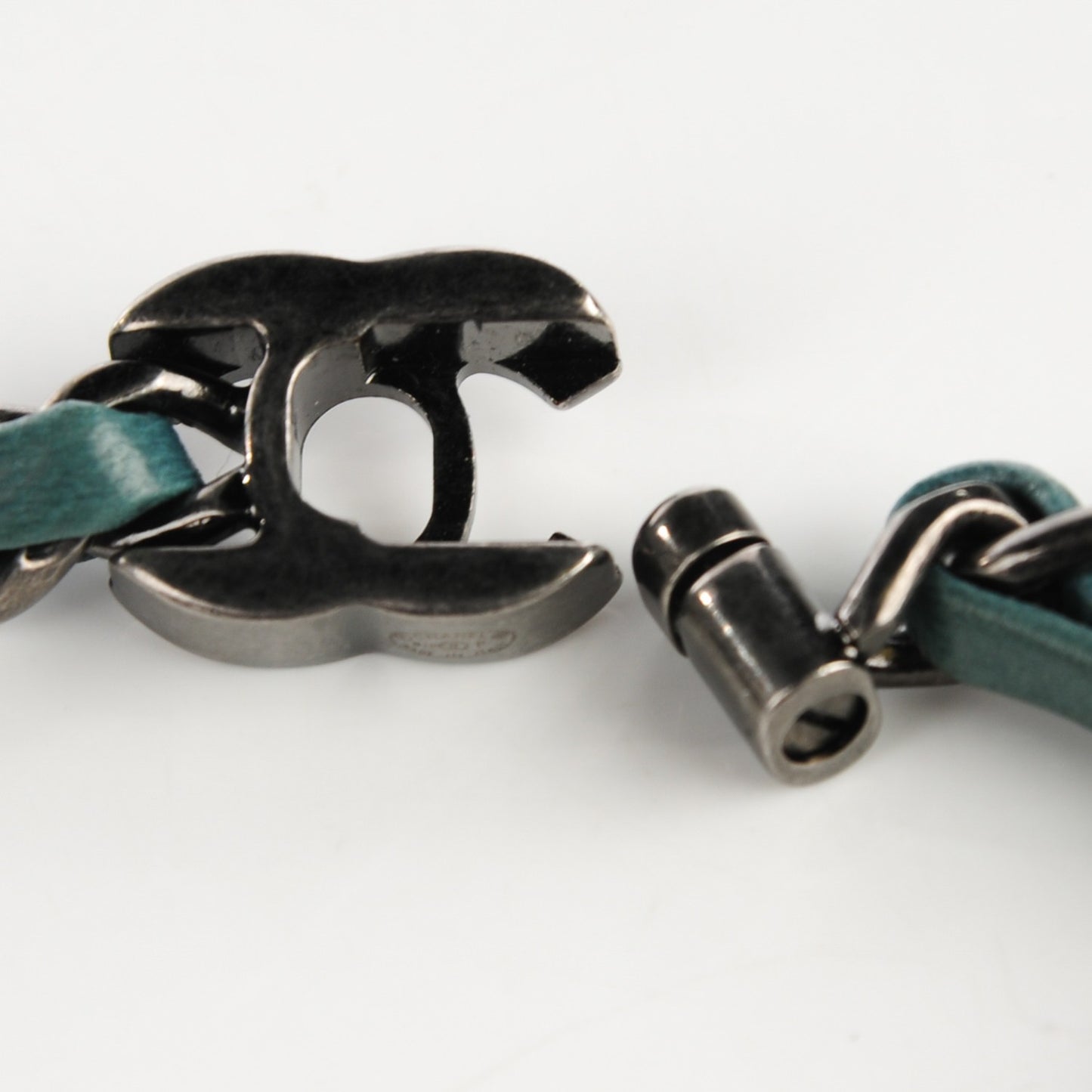 Lambskin CC Turnlock Chain Bracelet Turquoise