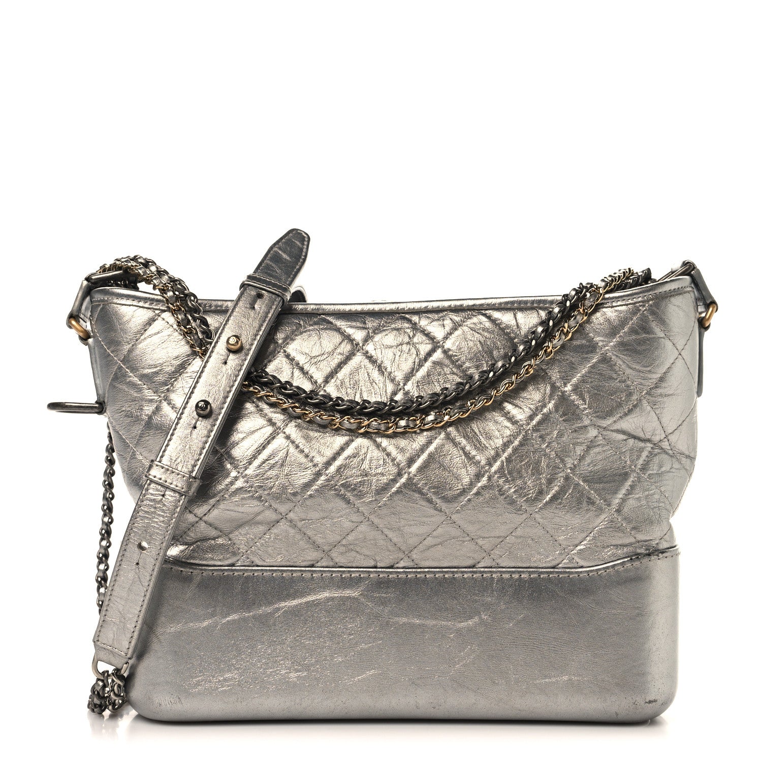 Chanel Metallic Lambskin Calfskin Quilted Medium Gabrielle Hobo Silver 1 of 10