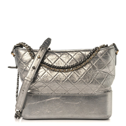 Chanel Metallic Lambskin Calfskin Quilted Medium Gabrielle Hobo Silver 1 of 10