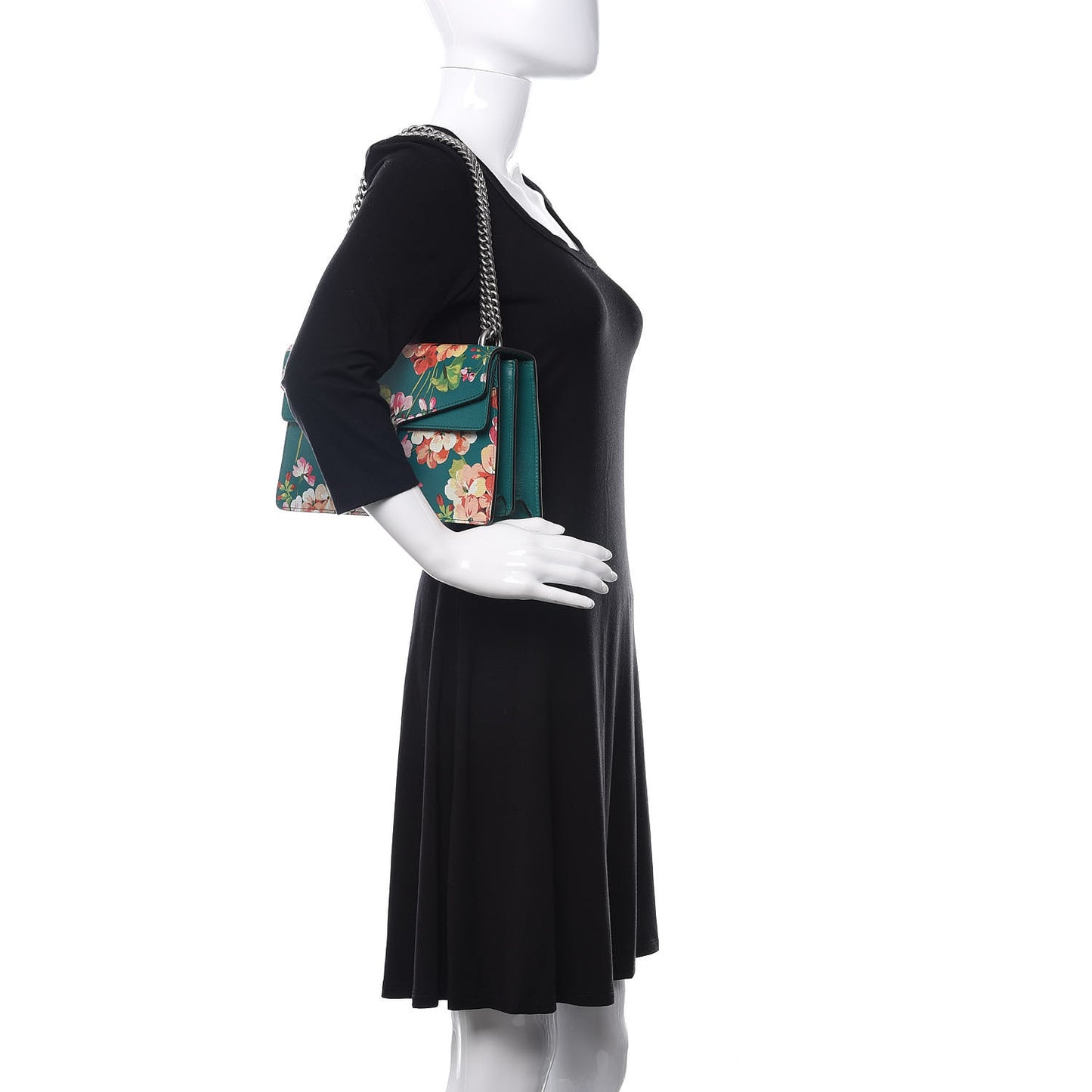 Calfskin Blooms Print Small Dionysus Shoulder Bag Bright Emerald Multicolor