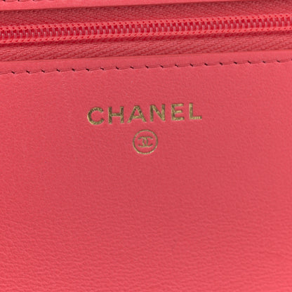 Chanel Lambskin Quilted Sweet Camellia Wallet On Chain WOC Coral 6 of 12