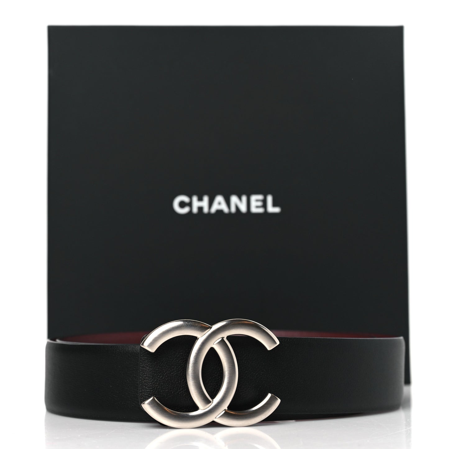 Calfskin CC Reversible Belt 80 32 Black Burgundy